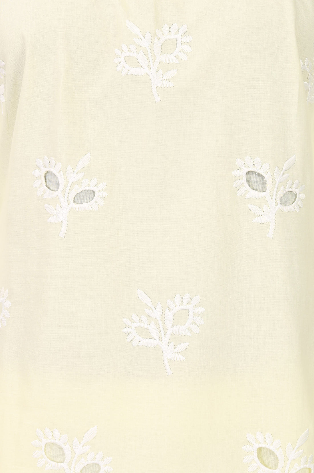 Light Yellow Thread Embroidered Pure Cotton Straight Kurta with Trousers Co-ord Set