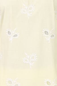 Light Yellow Thread Embroidered Pure Cotton Straight Kurta with Trousers Co-ord Set