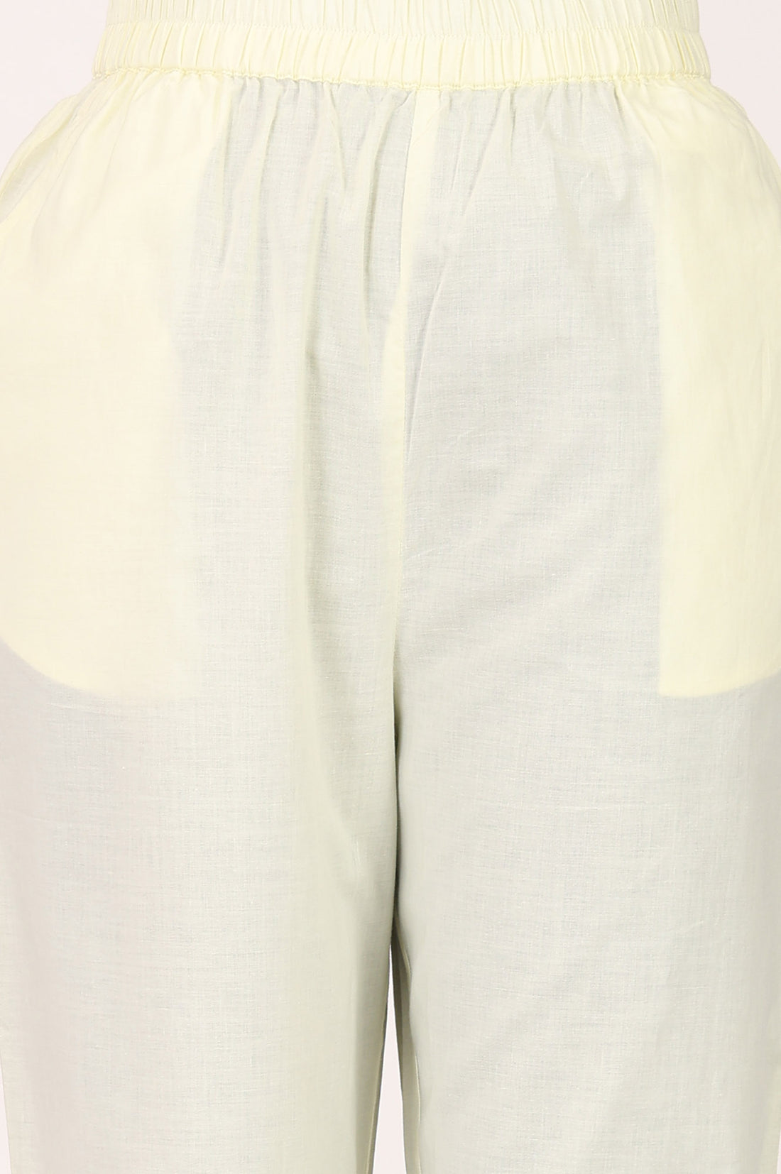 Light Yellow Thread Embroidered Pure Cotton Straight Kurta with Trousers Co-ord Set