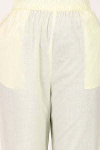 Light Yellow Thread Embroidered Pure Cotton Straight Kurta with Trousers Co-ord Set