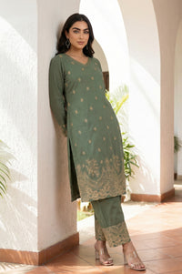 Green Floral Printed Rayon Straight Kurta with Palazzo Co-ord Set