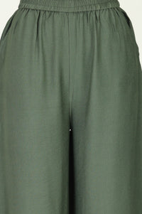 Green Floral Printed Rayon Straight Kurta with Palazzo Co-ord Set