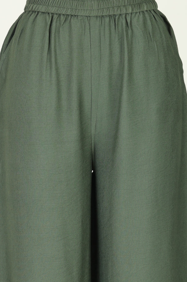 Green Floral Printed Rayon Straight Kurta with Palazzo Co-ord Set