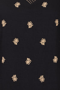Black Floral Printed Rayon Straight Kurta with Palazzo Co-ord Set