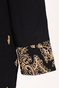 Black Floral Printed Rayon Straight Kurta with Palazzo Co-ord Set
