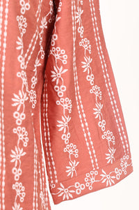 Coral Floral Printed Rayon Straight Top with Palazzo Co-ord Set