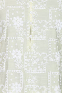 Light Green Floral Printed Rayon Straight Top with Palazzo Co-ord Set