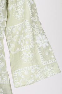 Light Green Floral Printed Rayon Straight Top with Palazzo Co-ord Set