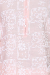 Pink Floral Printed Rayon Straight Top with Palazzo Co-ord Set