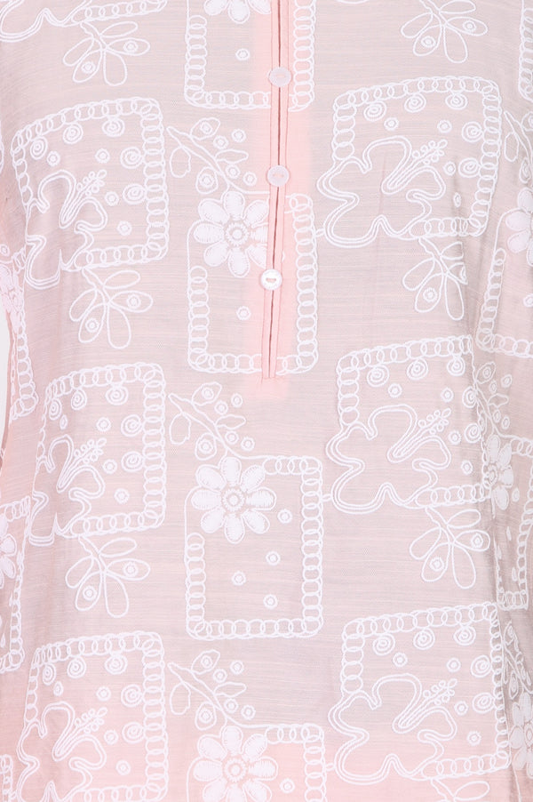 Pink Floral Printed Rayon Straight Top with Palazzo Co-ord Set
