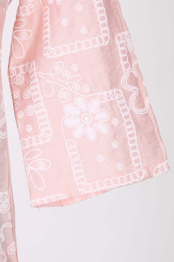 Pink Floral Printed Rayon Straight Top with Palazzo Co-ord Set