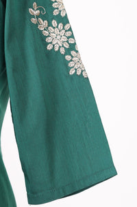 Teal Embroidered Straight Kurta with Pant Co-ord Set