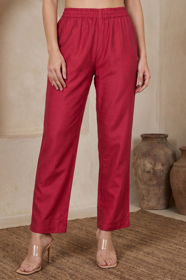 Pink Zari Embroidered Straight Kurta with Pant Co-ord Set