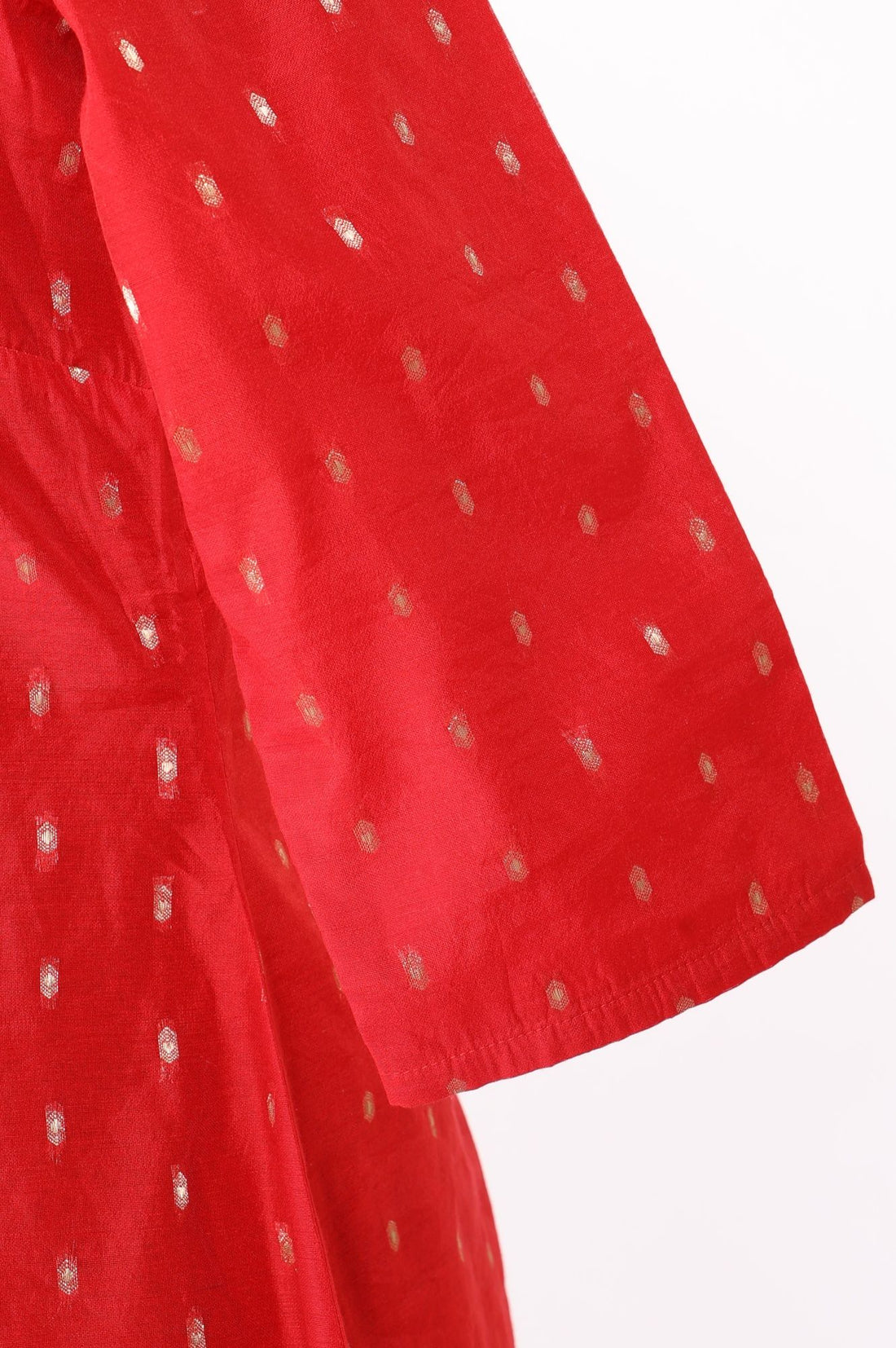 Red Zari Embroidered Yarn Dyed Chanderi Straight Kurta With Pant Set