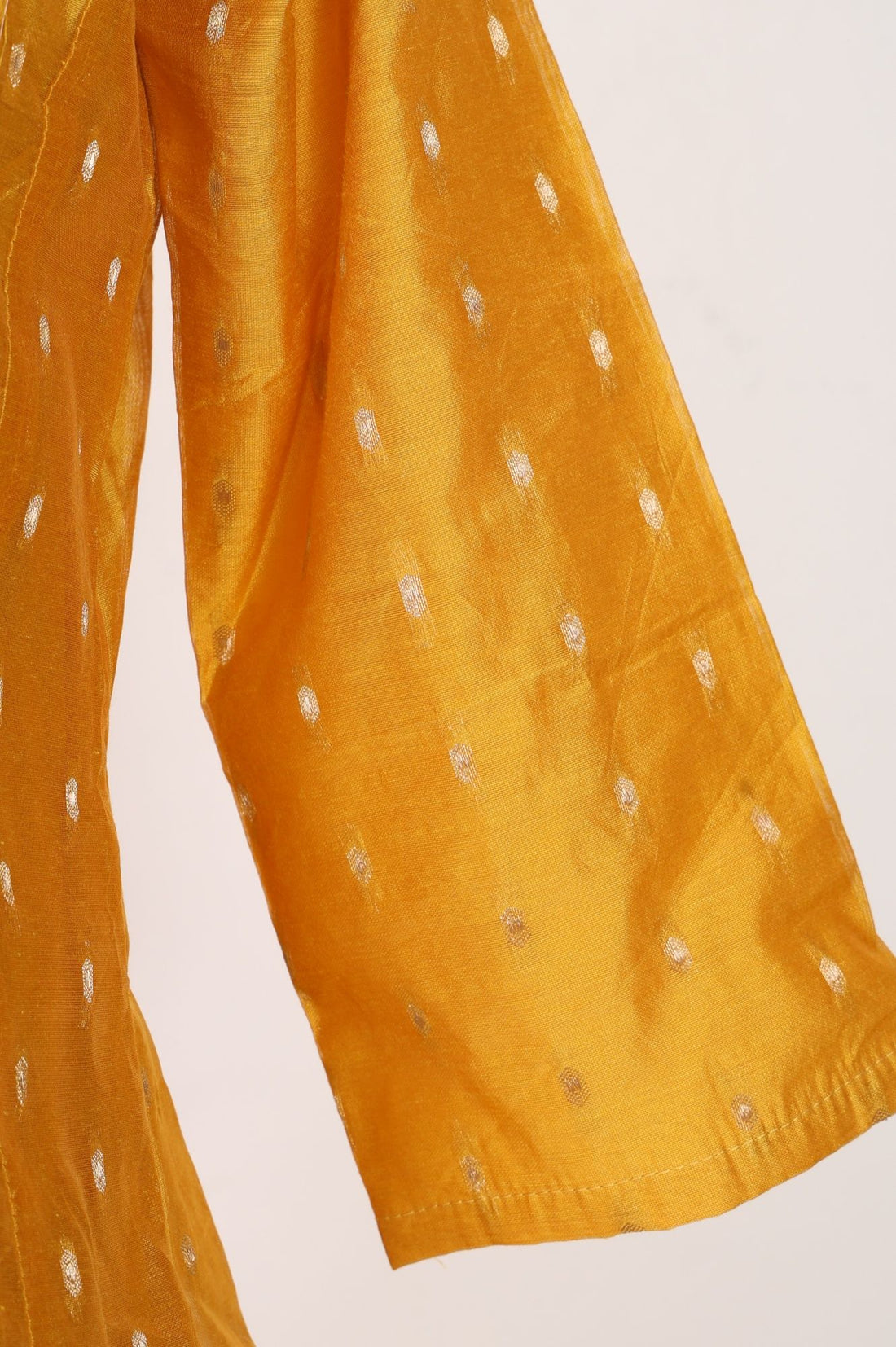 Yellow Sequins Thread Embroidered Yarn Dyed Chanderi A-line Kurta with Trousers Set