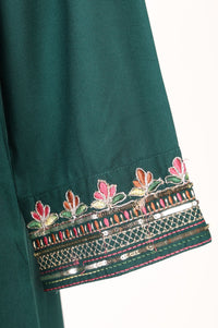 Green Thread Embroidered Rayon Flared Kurta with Pants Set