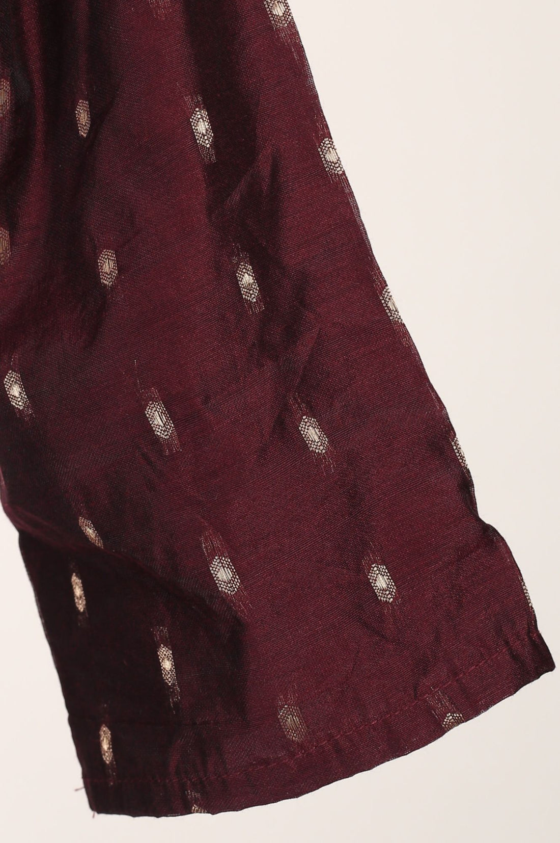Maroon Jacquard Thread Embroidered Chanderi A-line Kurta with Trouser and Dupatta Set