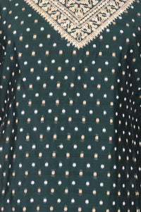 Green Sequins Embroidered Chanderi Straight Kurta with Pant and Dupatta Set