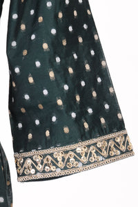 Green Sequins Embroidered Chanderi Straight Kurta with Pant and Dupatta Set