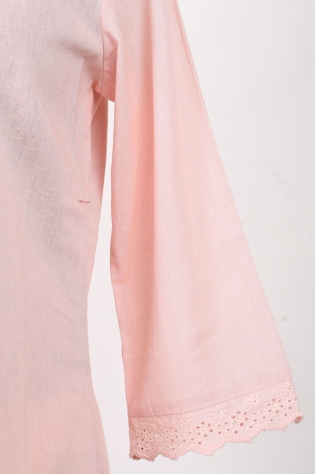 Pink Thread Embroidered Cotton Flax Straight Kurta with Palazzo Set