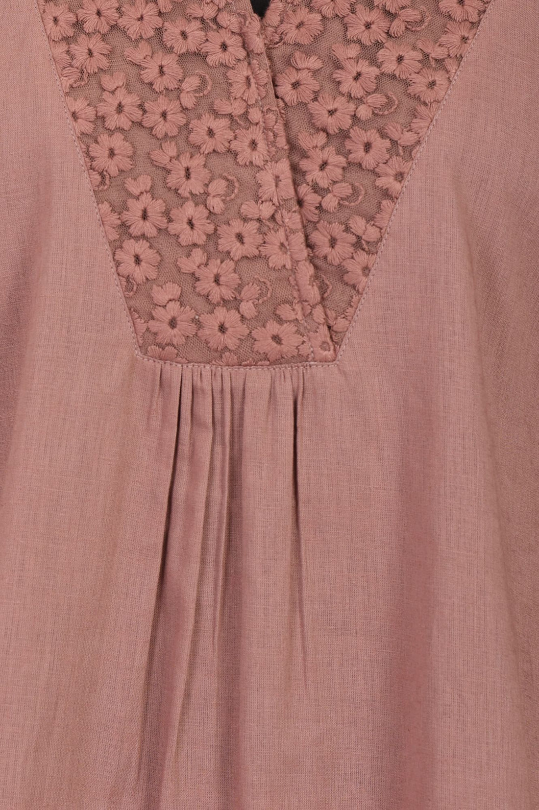 Pink Schiffli Thread Embroidered Cotton Flax Straight Kurta with Palazzo Set