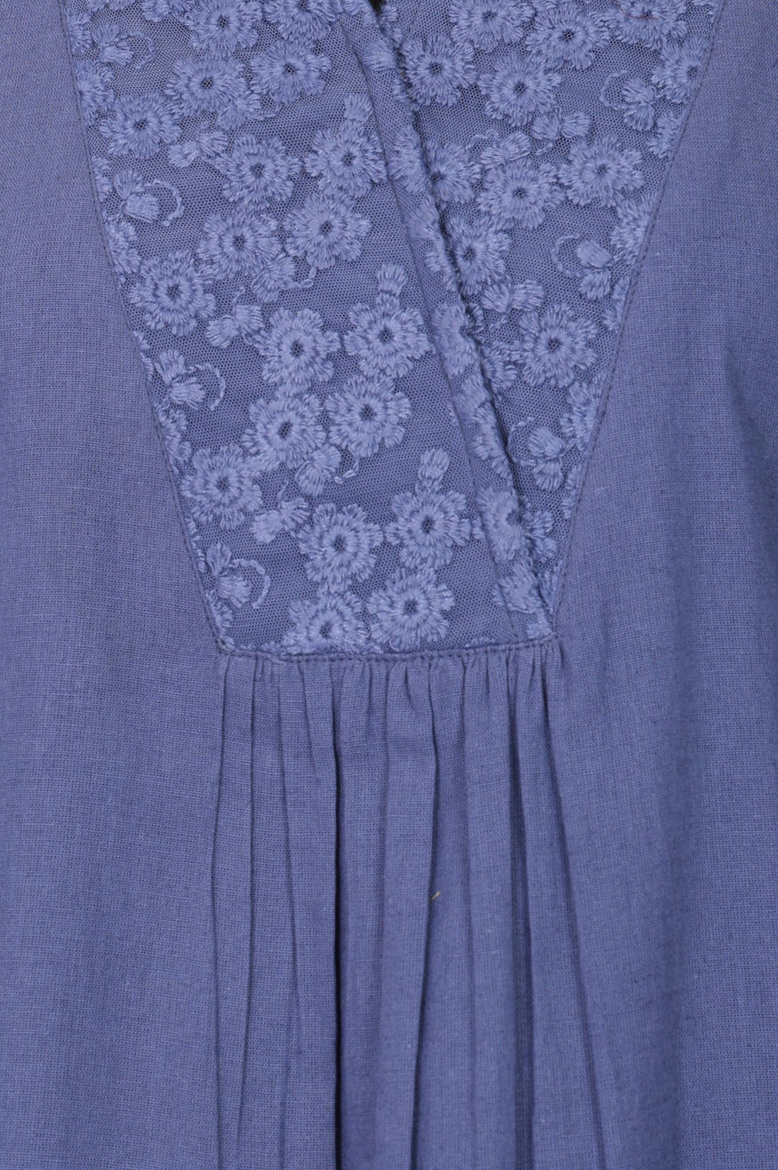 Blue Thread Embroidered Cotton Flax Straight Kurta with Palazzo Set
