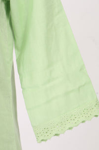 Green Thread Embroidered Cotton Straight Kurta with Palazzo Set