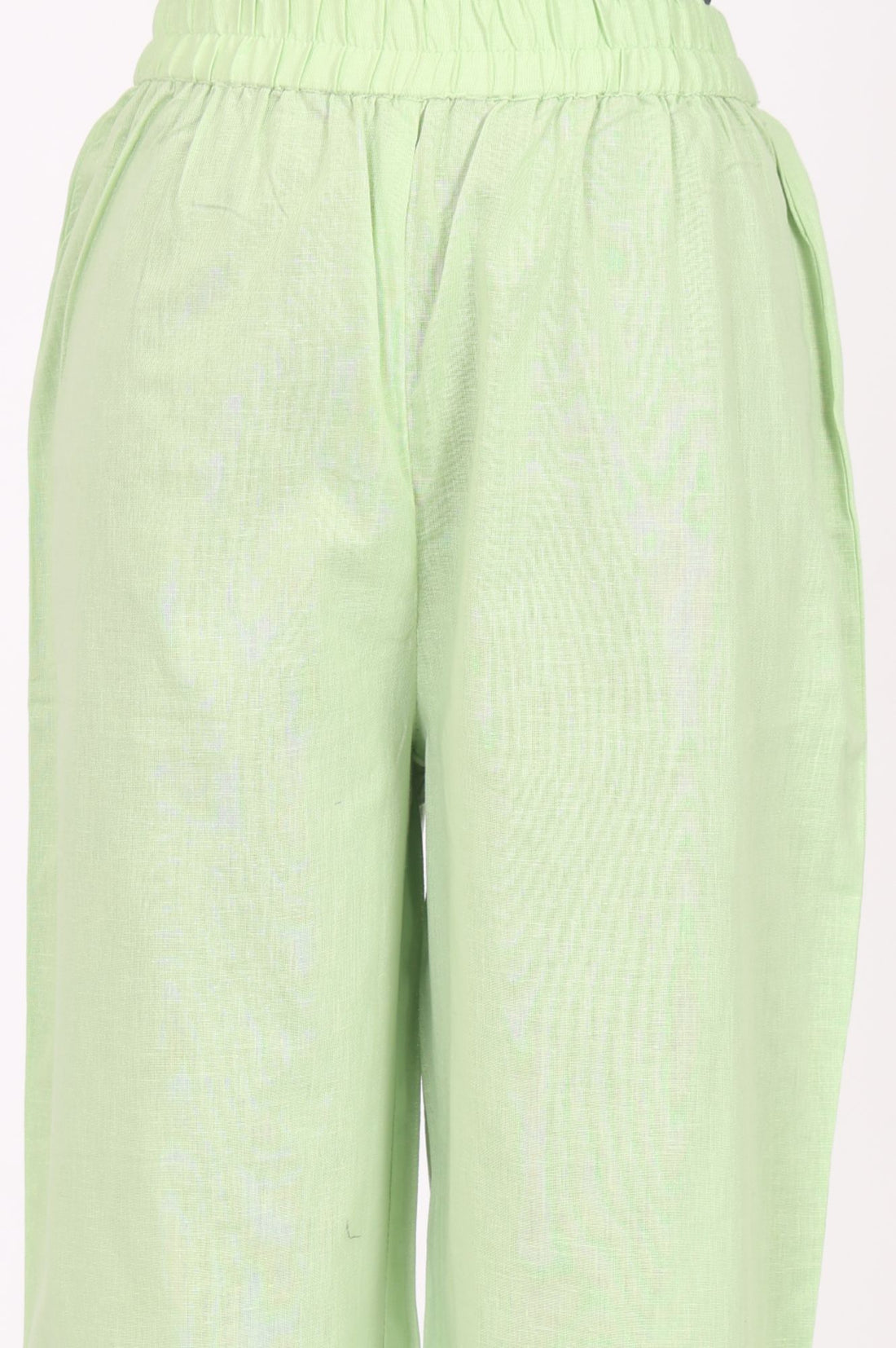 Green Thread Embroidered Cotton Straight Kurta with Palazzo Set