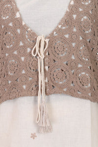Off White Lace Cotton Flax Straight Kurta with Palazzo Set