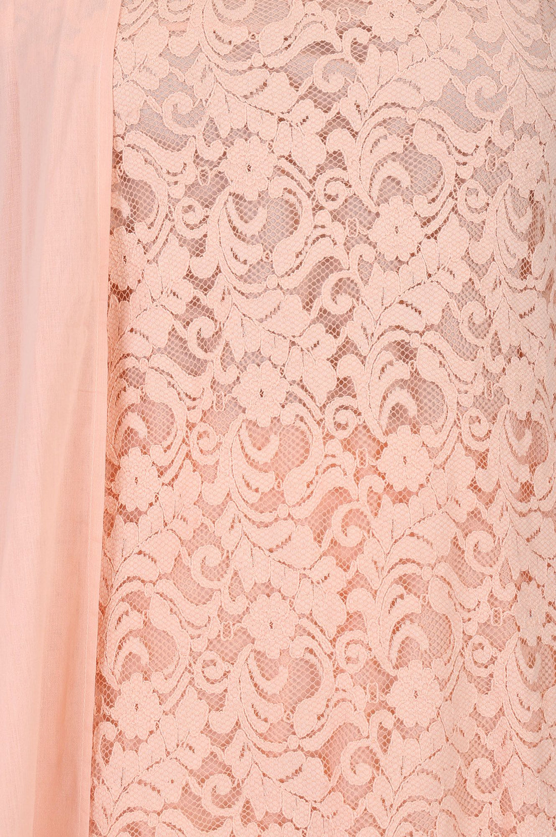 Peach Lace Pure Cotton Straight Kurta with Sharara and Dupatta Set