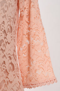Peach Lace Pure Cotton Straight Kurta with Sharara and Dupatta Set