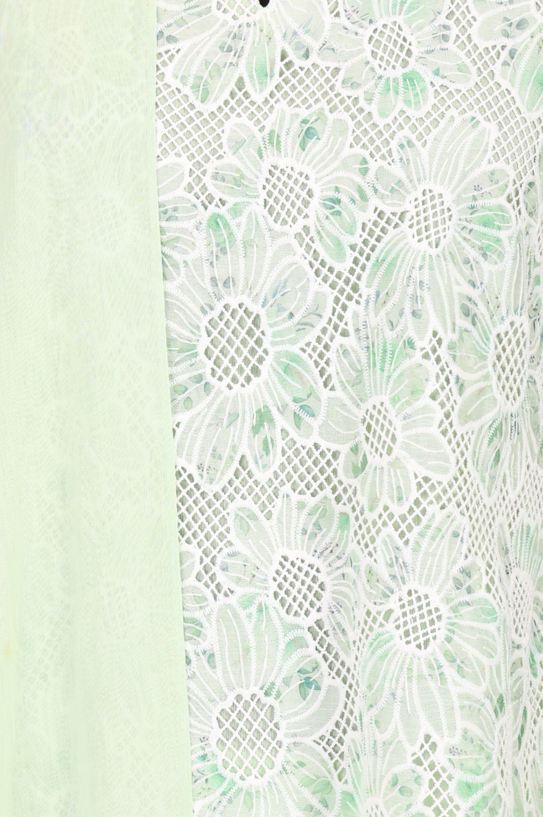 Mint Green Floral Schiffli Embroidered Pure Cotton Straight Top with Palazzo &amp; Dupatta Set
