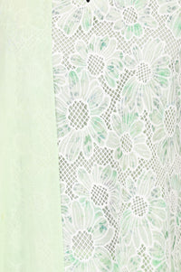 Mint Green Floral Schiffli Embroidered Pure Cotton Straight Top with Palazzo &amp; Dupatta Set