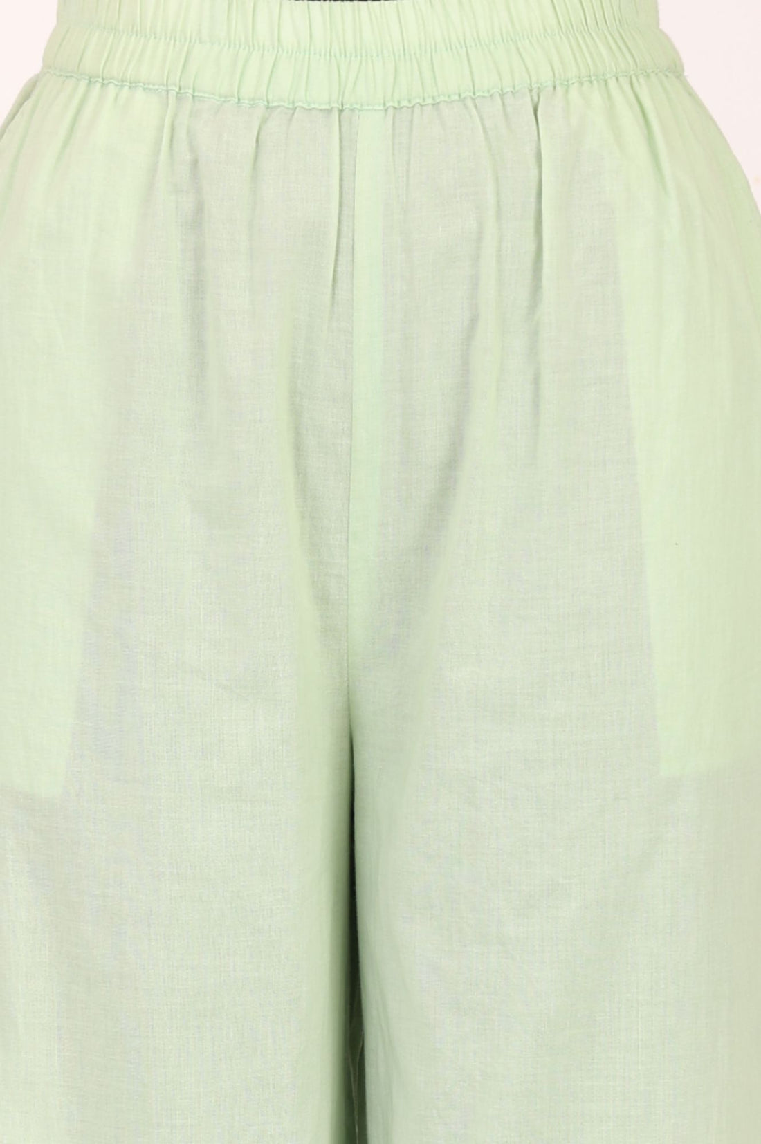 Mint Green Floral Schiffli Embroidered Pure Cotton Straight Top with Palazzo &amp; Dupatta Set