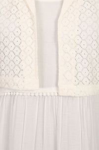 White Pure Cotton Flared Dress with Schiffli Shrug