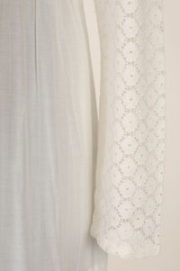 White Pure Cotton Flared Dress with Schiffli Shrug