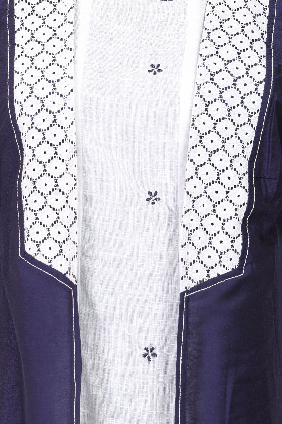 Navy Blue Pure Cotton Flared Dress with Jacket