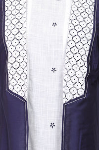 Navy Blue Pure Cotton Flared Dress with Jacket