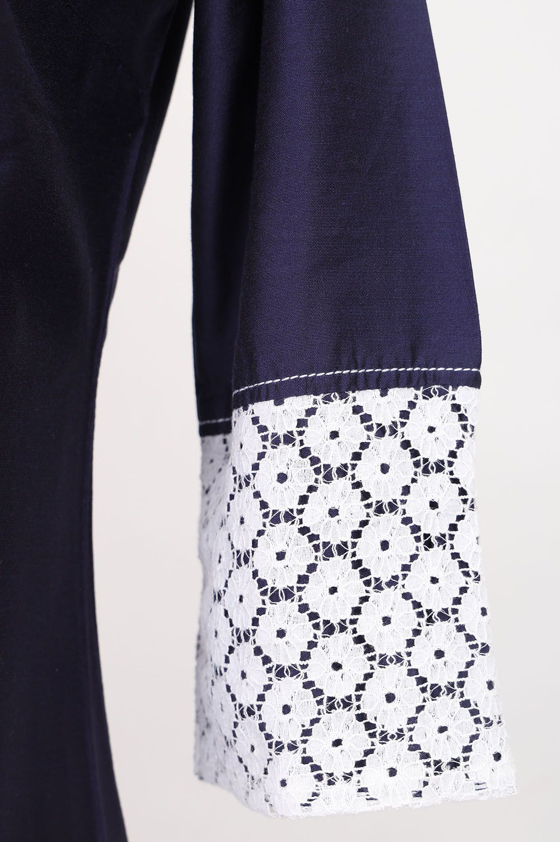 Navy Blue Pure Cotton Flared Dress with Jacket