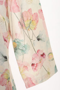Cream Floral Printed Cotton Straight Kurta And Pants Co-ord Set