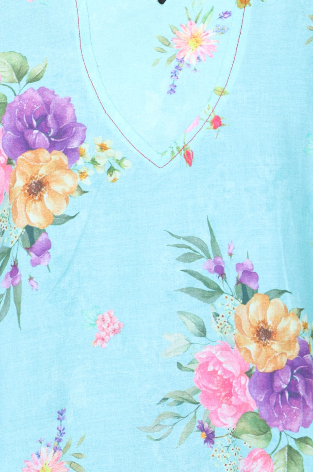 Blue Floral Printed Pure Cotton Straight Kurta with Pants Co-ord Set