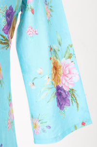 Blue Floral Printed Pure Cotton Straight Kurta with Pants Co-ord Set