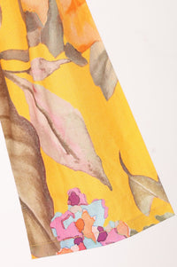 Yellow Floral Printed Pure Cotton Flared Kurta with Pants Co-ord Set