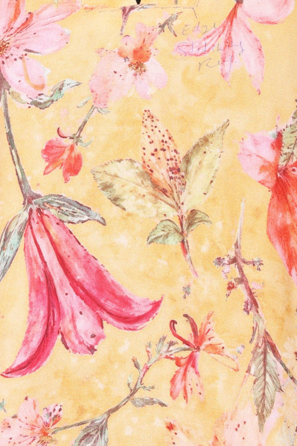 Mustard Floral Printed Rayon Straight Kurta with Pants Set