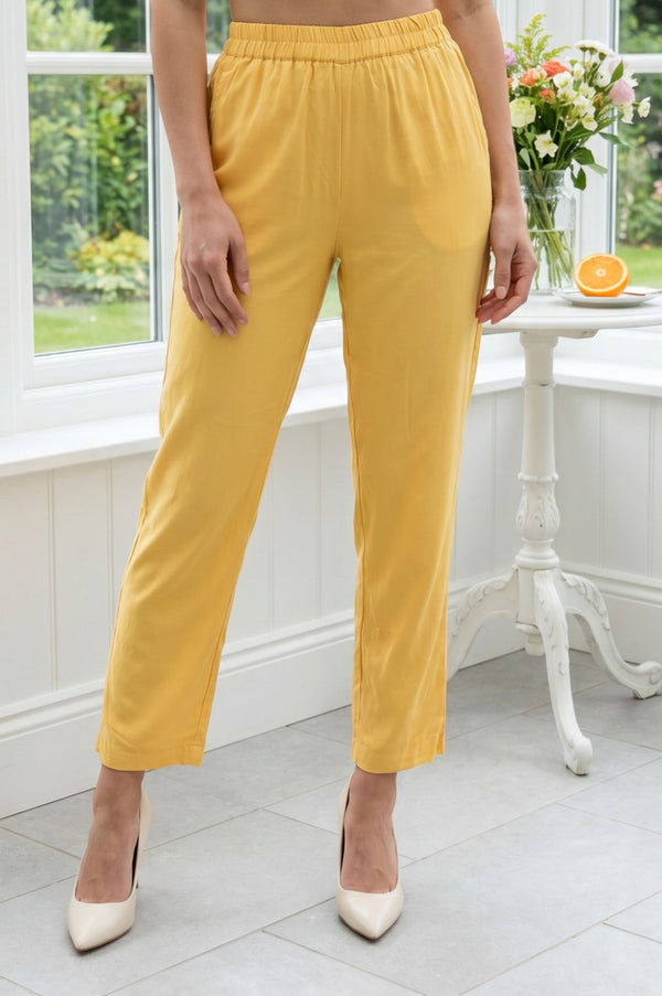 Mustard Floral Printed Rayon Straight Kurta with Pants Set