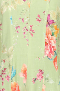 Mint Green Floral Printed Rayon Straight Kurta with Pant Set