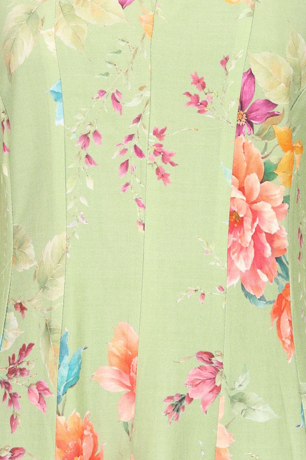 Mint Green Floral Printed Rayon Straight Kurta with Pant Set