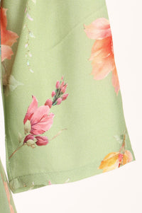 Mint Green Floral Printed Rayon Straight Kurta with Pant Set