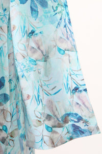 Blue Floral Printed Rayon Straight Kurta with Pants Set