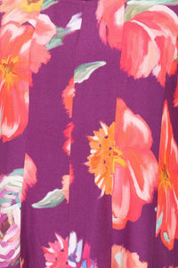 Purple Floral Printed Rayon Flared Kurta with Pants and Dupatta Set